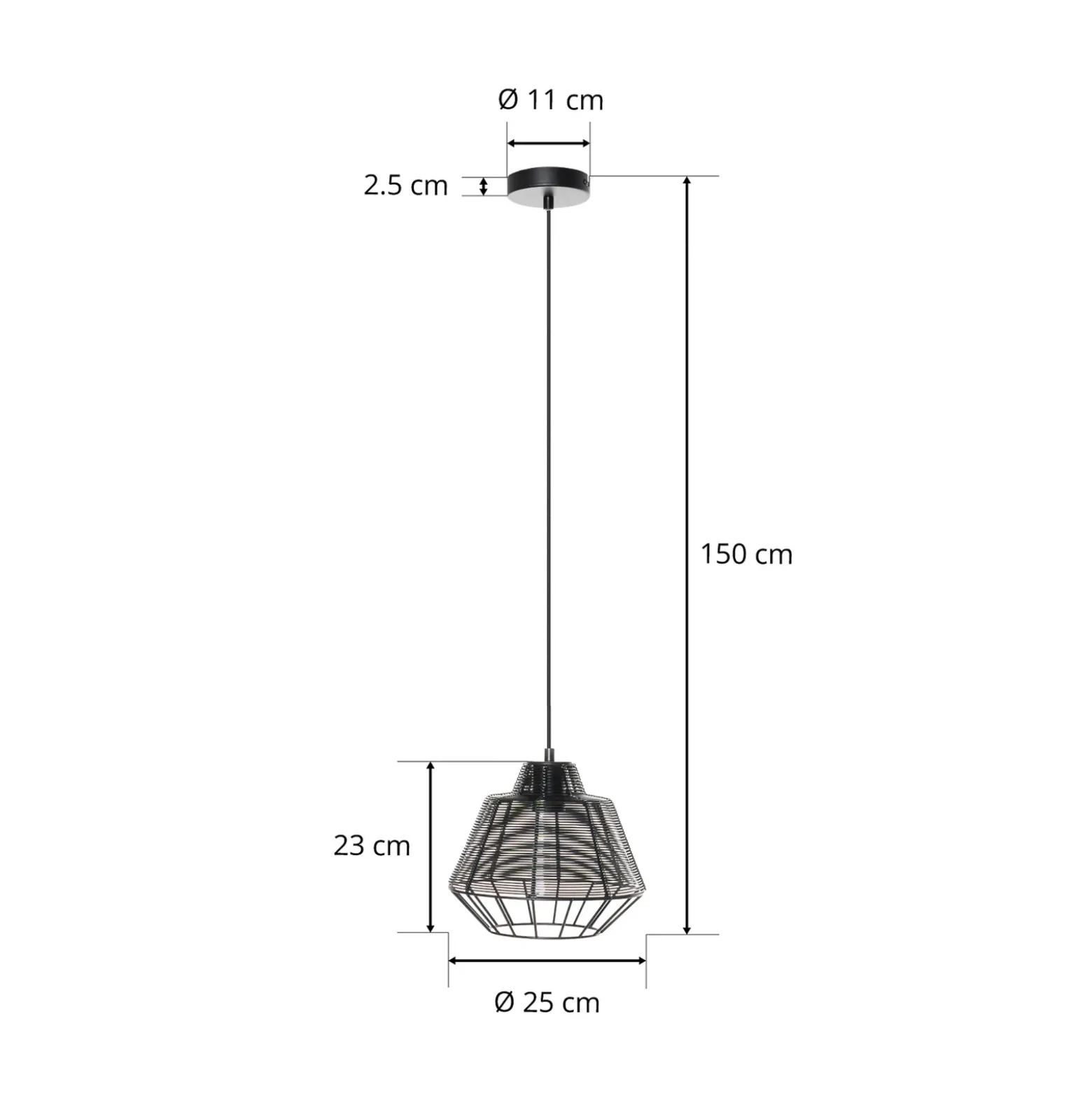 Lucande Tinko lámpara colgante, negro, 25 cm