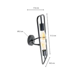 Lucande Tornike aplique de pared, 2 luces, hierro