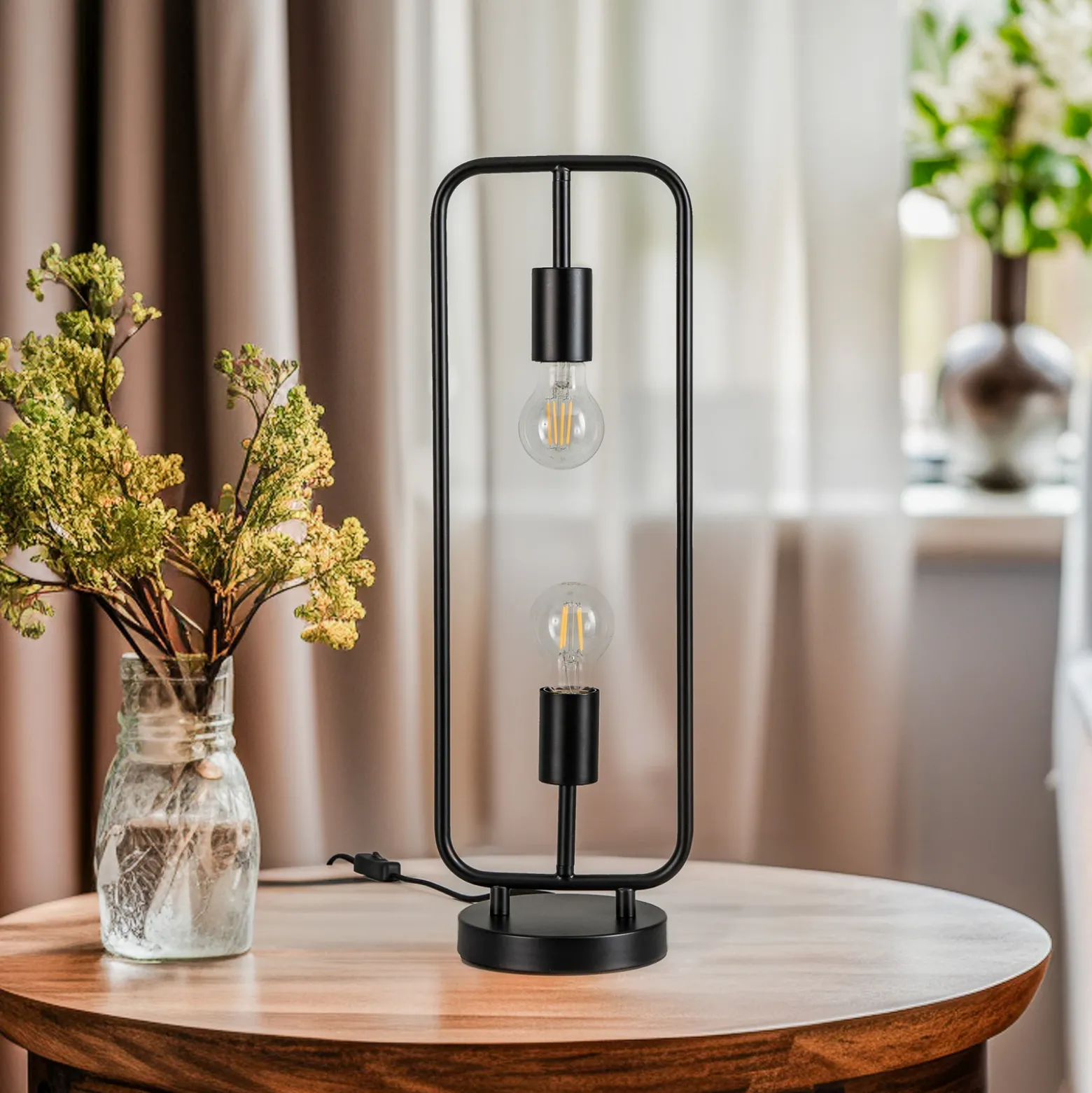 Lucande Tornike lámpara de mesa, 2 luces, hierro
