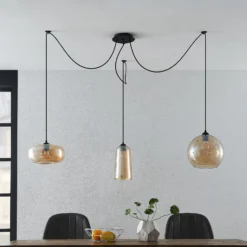 Lucande Zyli lámpara colgante, 3 luces, ámbar