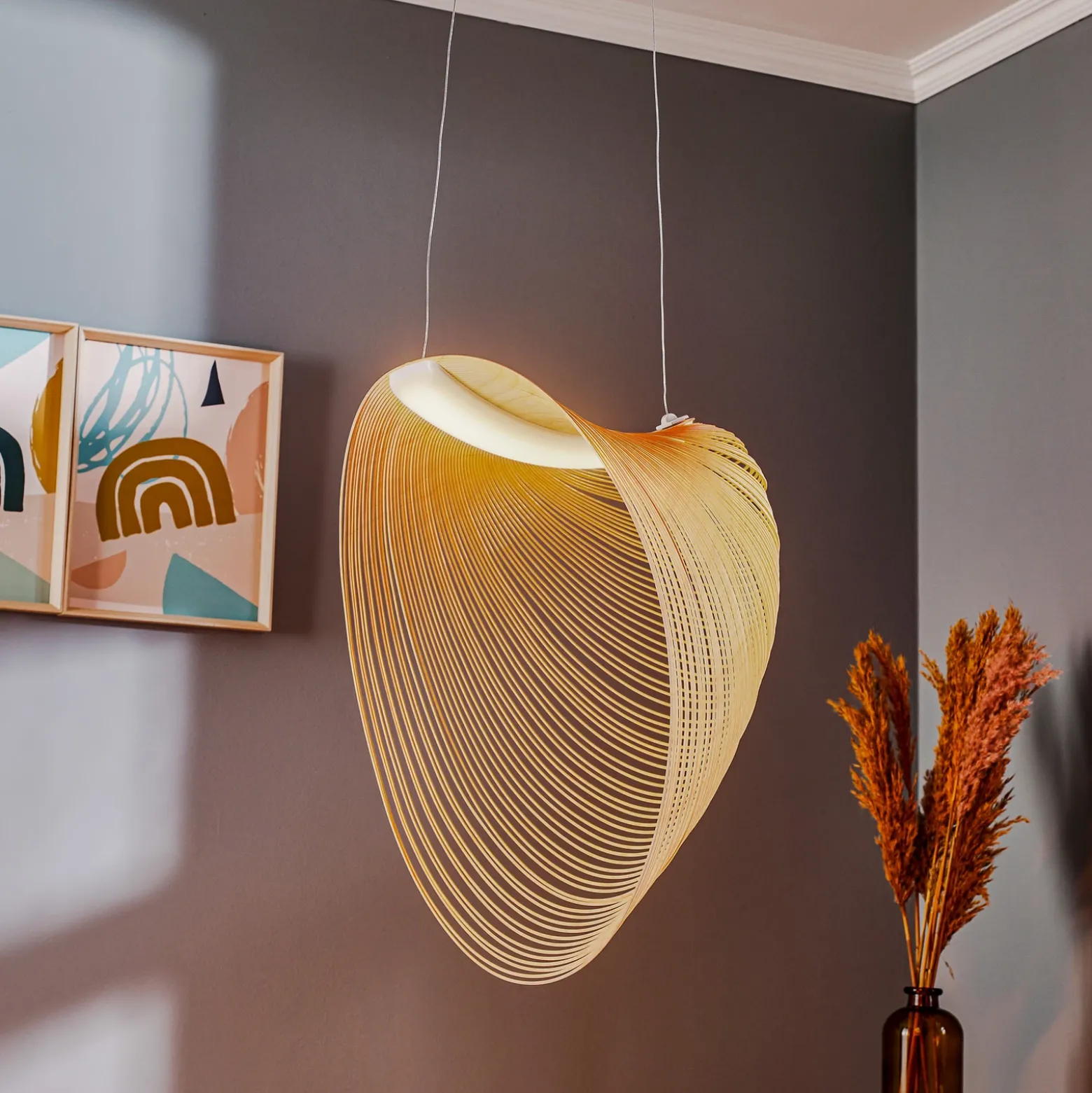Luceplan Illan Lámpara colgante LED de madera atenuable Ø 60 cm