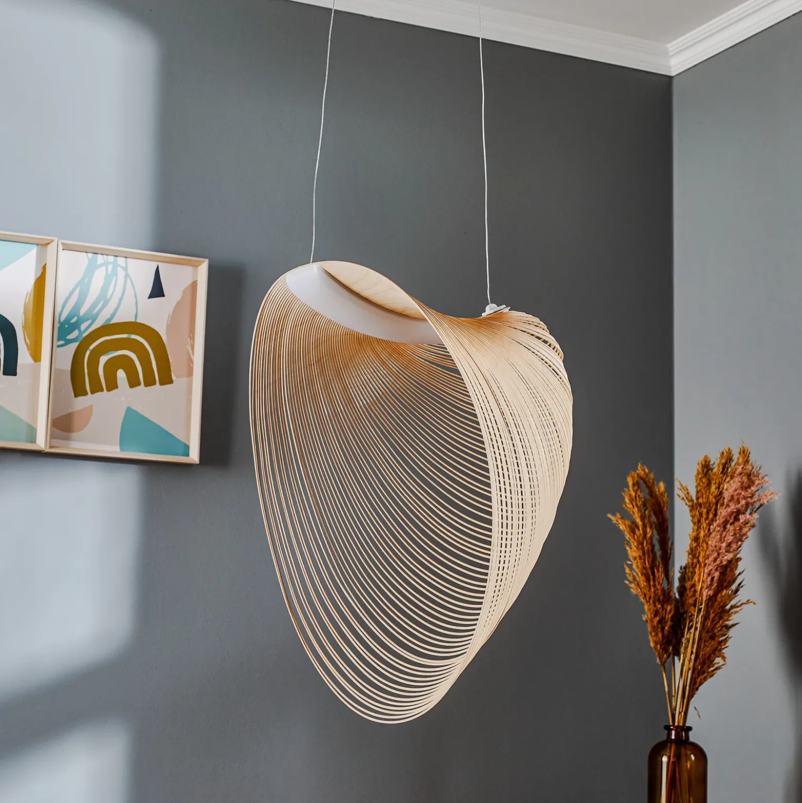 Luceplan Illan Lámpara colgante LED de madera atenuable Ø 60 cm