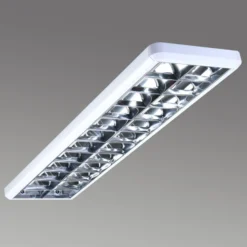 Luminaria con rejilla 432, blanco, largo 124,5 cm