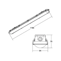 Luminaria LED con difusor BRUMBERG Humid One Pro DALI de 119 cm