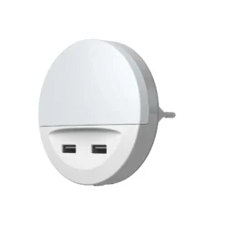 Luz nocturna LED con enchufe LUNETTA USB de OSRAM, blanca, Ø 9 cm