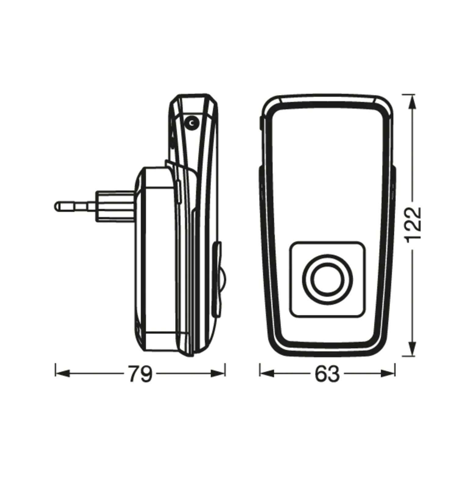 Luz nocturna LED con enchufe OSRAM LUNETTA TORCH blanca, batería recargable,