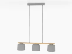 Mariel lámpara colgante 3 luces gris claro madera Natur
