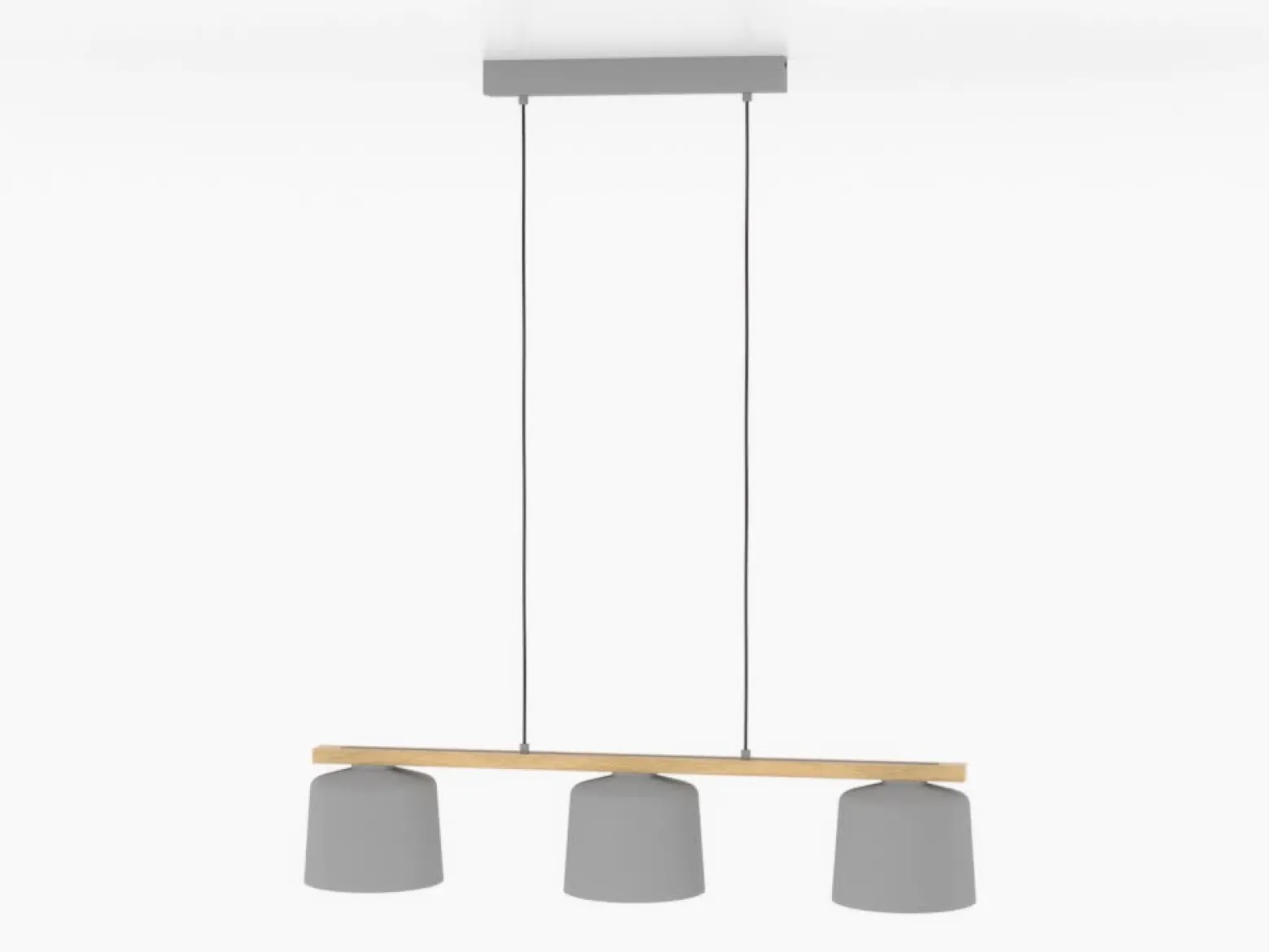 Mariel lámpara colgante 3 luces gris claro madera Natur