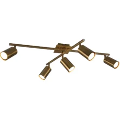 Marley downlight de techo, latón envejecido, 5 luces