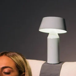MARSET Bicoca de mesa LED con batería blanco perla