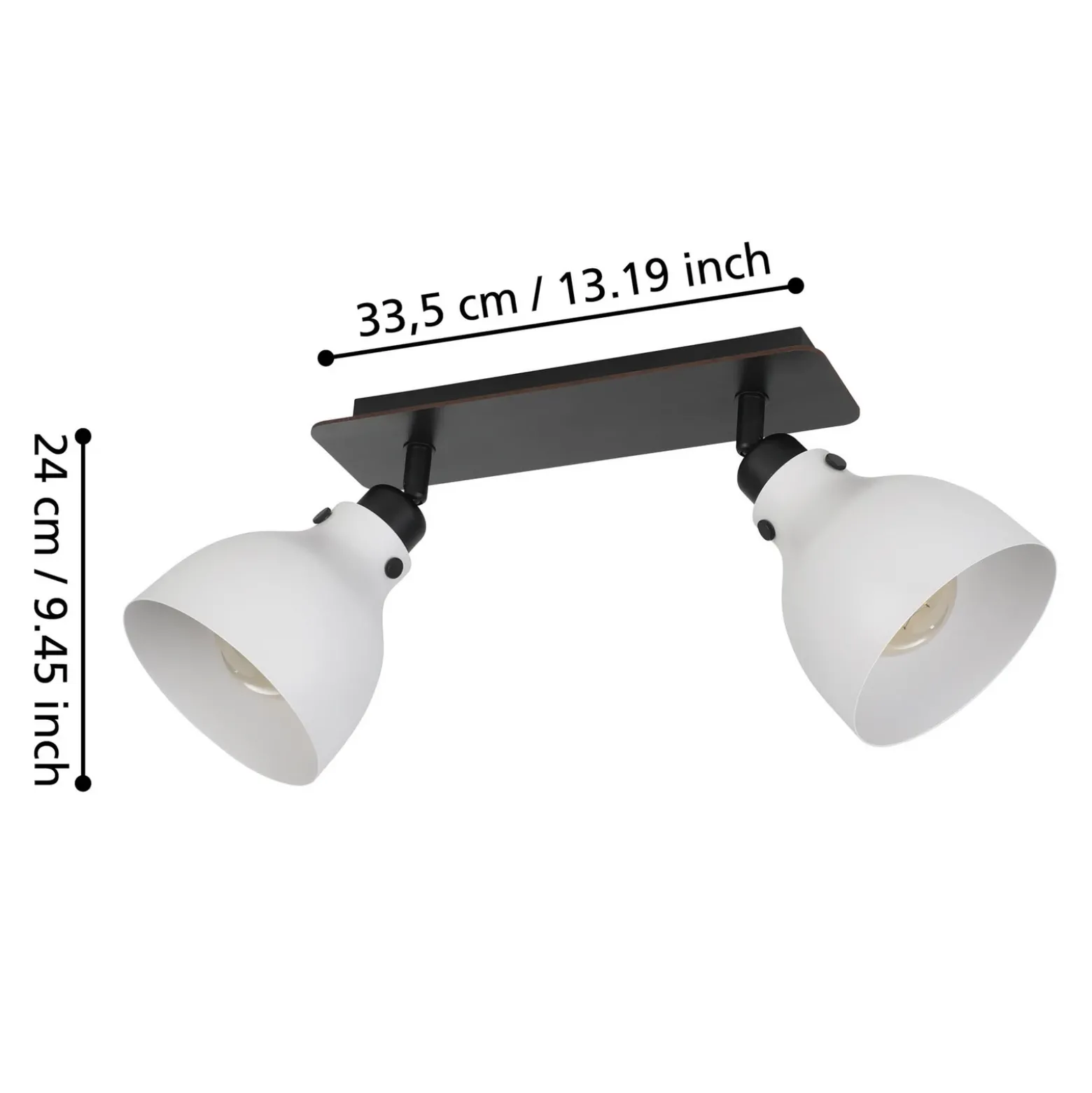 Matlock downlight de techo, longitud 52 cm, gris/negro, 2 luces.