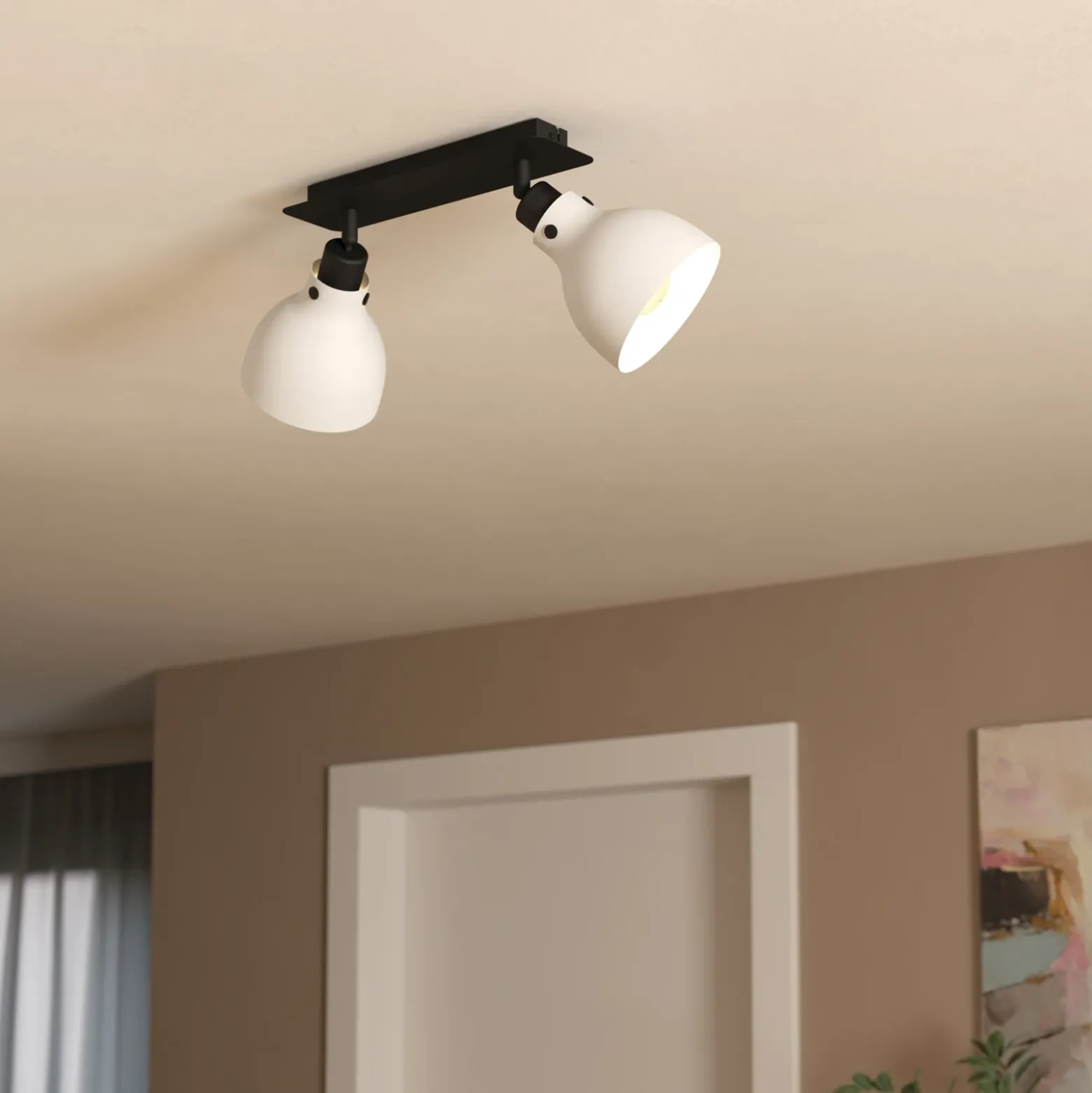 Matlock downlight de techo, longitud 52 cm, gris/negro, 2 luces.