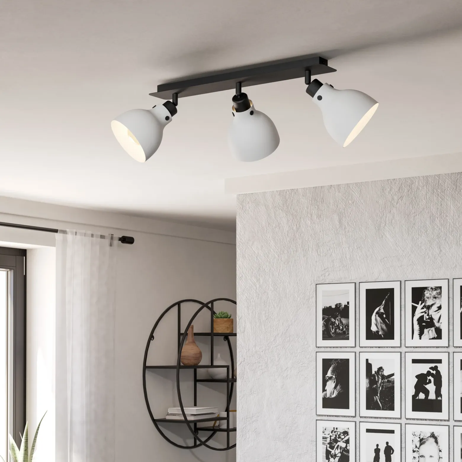 Matlock downlight de techo, longitud 74 cm, gris/negro, 3 luces.
