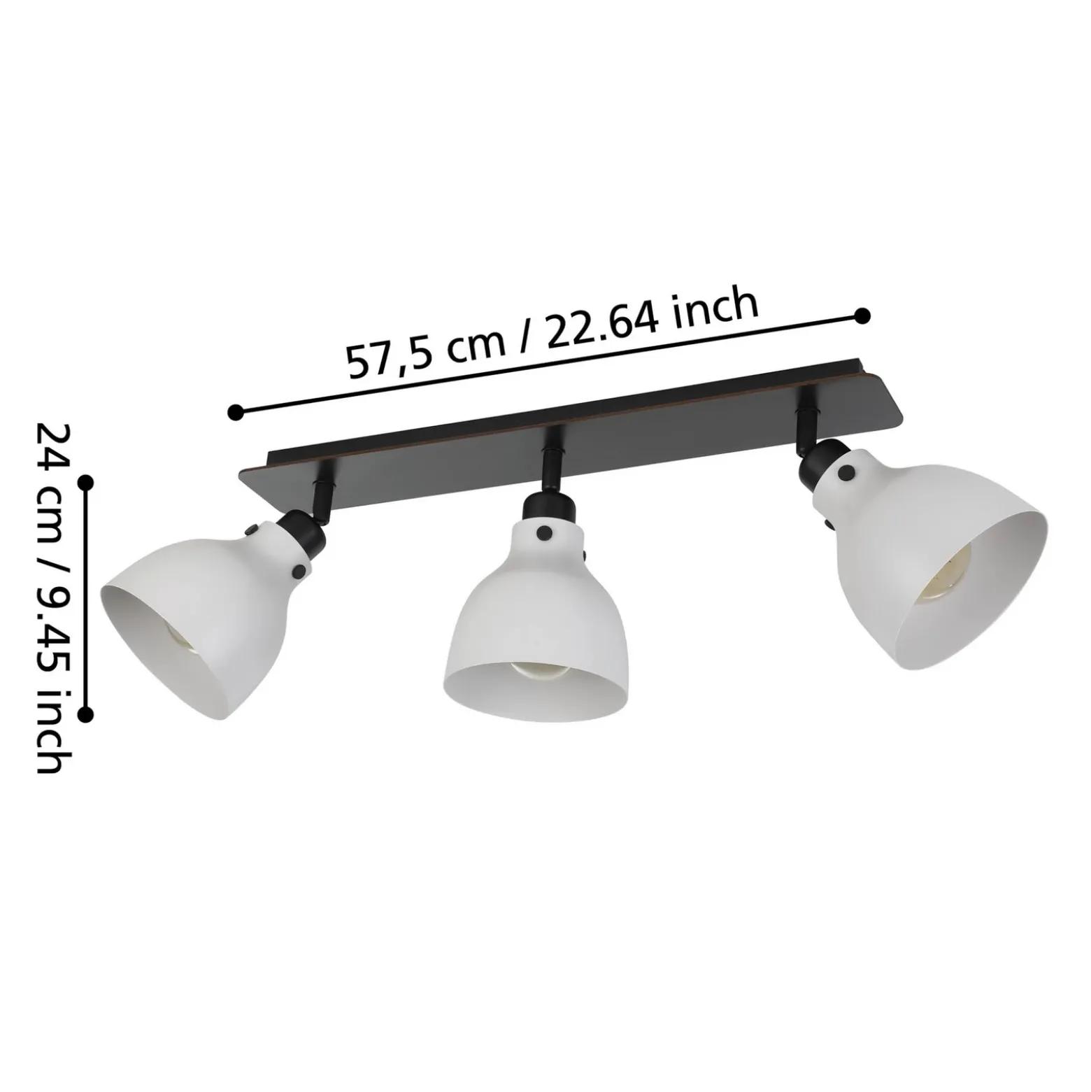 Matlock downlight de techo, longitud 74 cm, gris/negro, 3 luces.