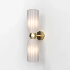 Maytoni aplique de pared Antic, 2 luces, dorado/blanco, cristal