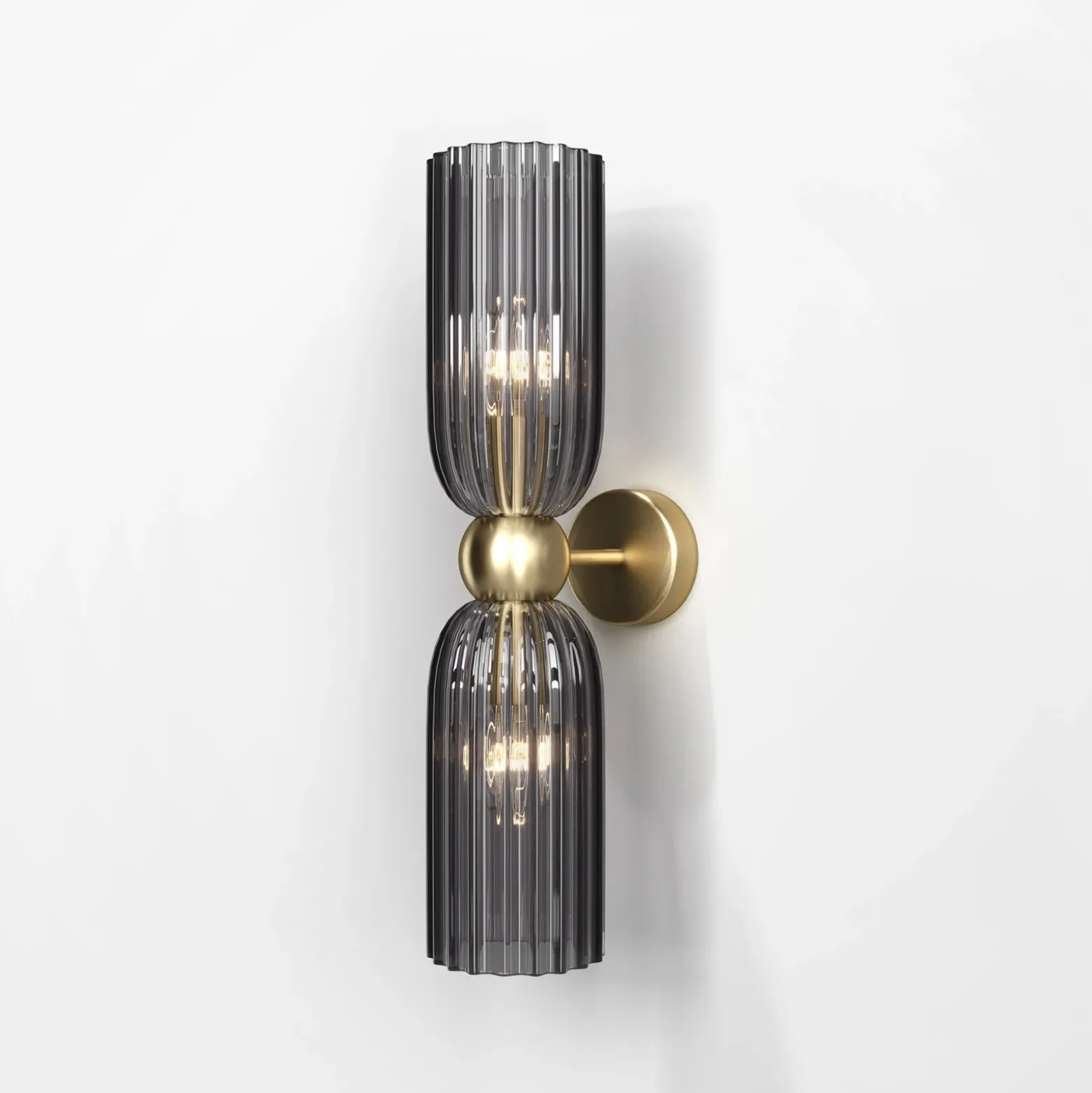 Maytoni aplique de pared Antic, 2 luces, dorado/gris, cristal