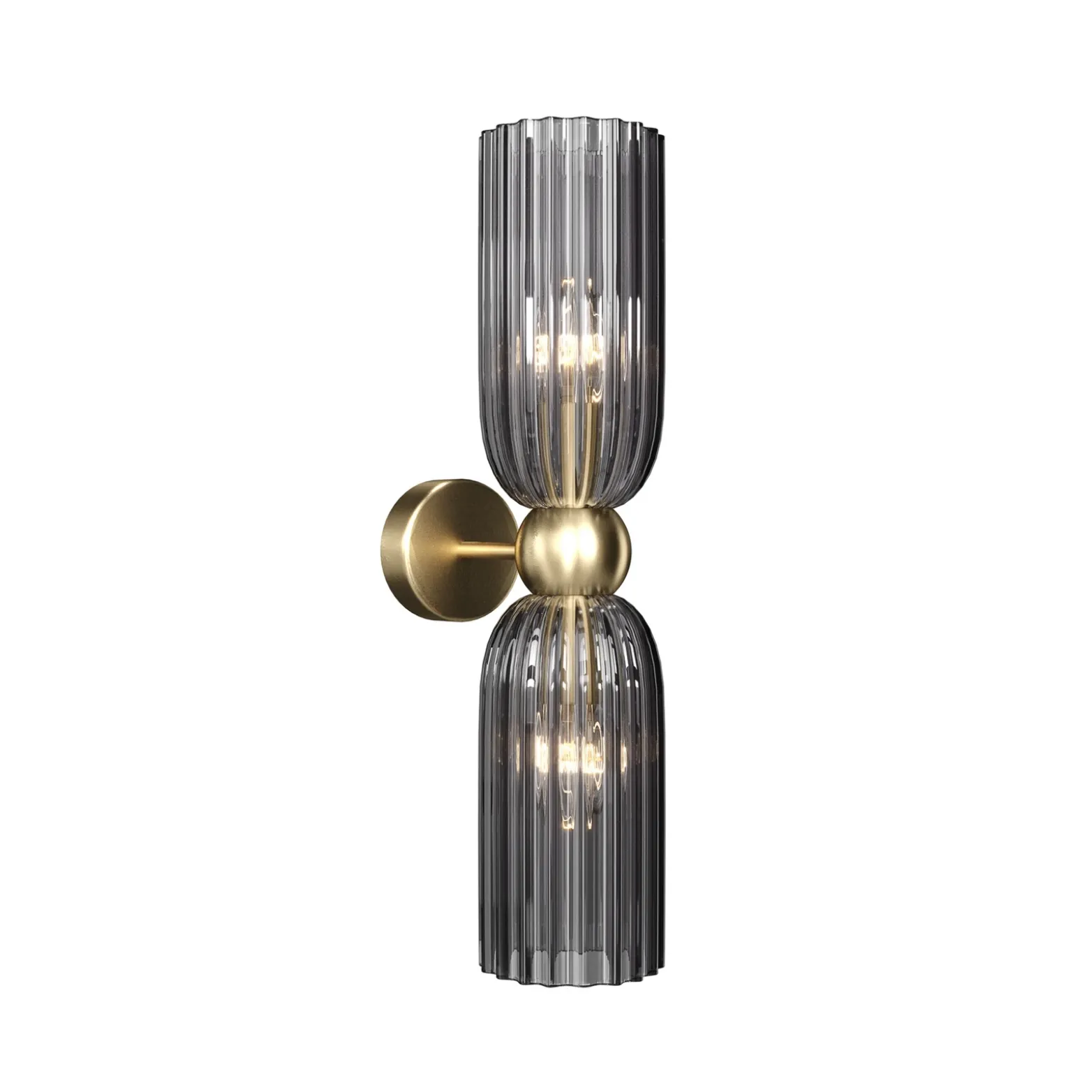 Maytoni aplique de pared Antic, 2 luces, dorado/gris, cristal