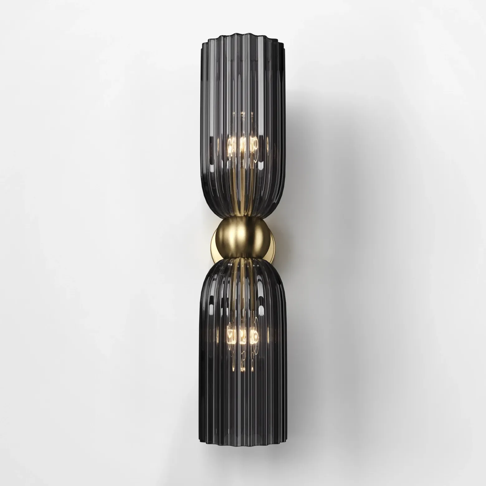 Maytoni aplique de pared Antic, 2 luces, dorado/gris, cristal
