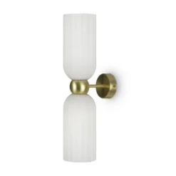 Maytoni aplique de pared Antic, 2 luces, dorado/blanco, cristal
