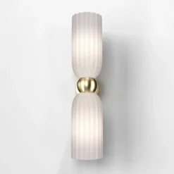 Maytoni aplique de pared Antic, 2 luces, dorado/blanco, cristal