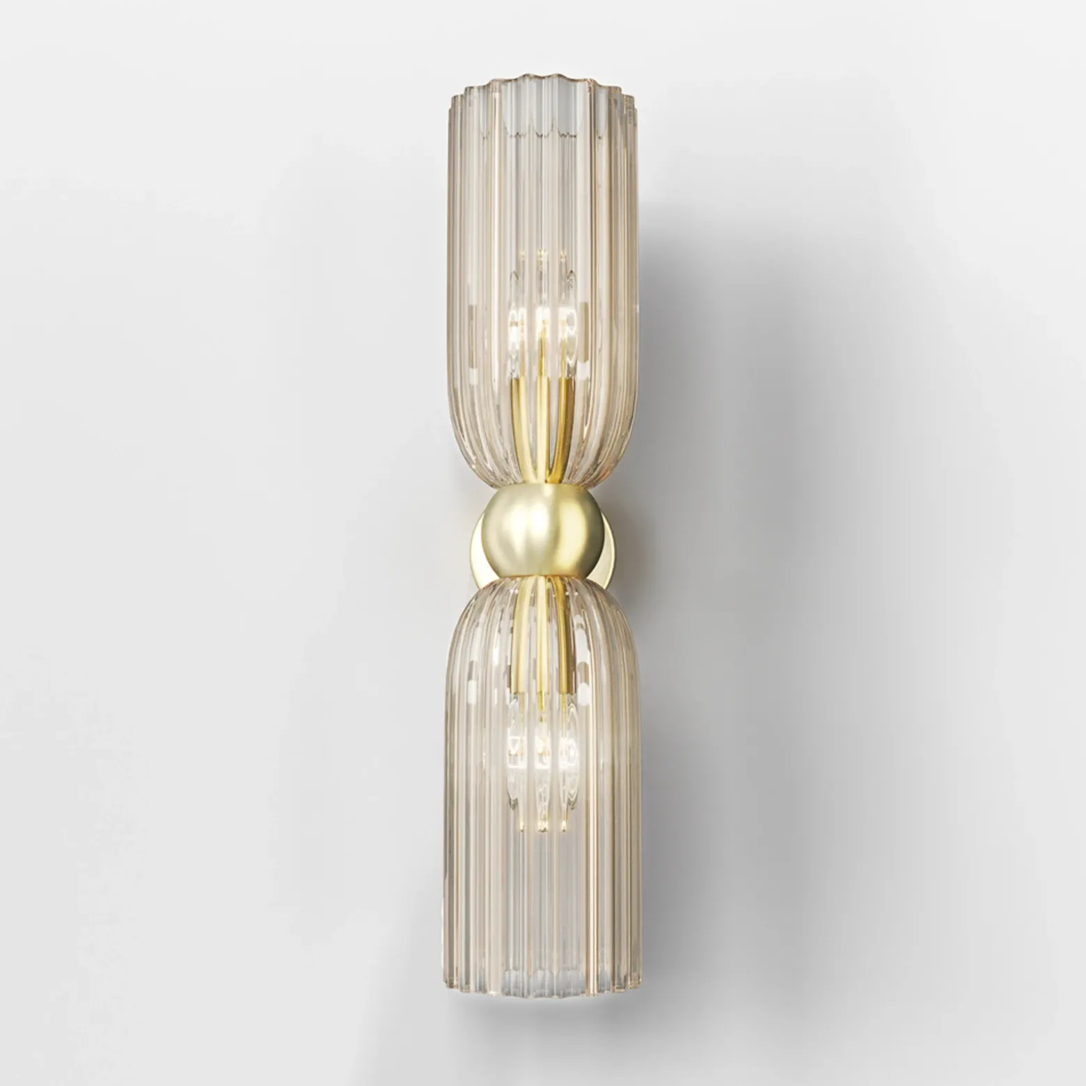 Maytoni aplique de pared Antic, 2 luces, dorado/ámbar, cristal