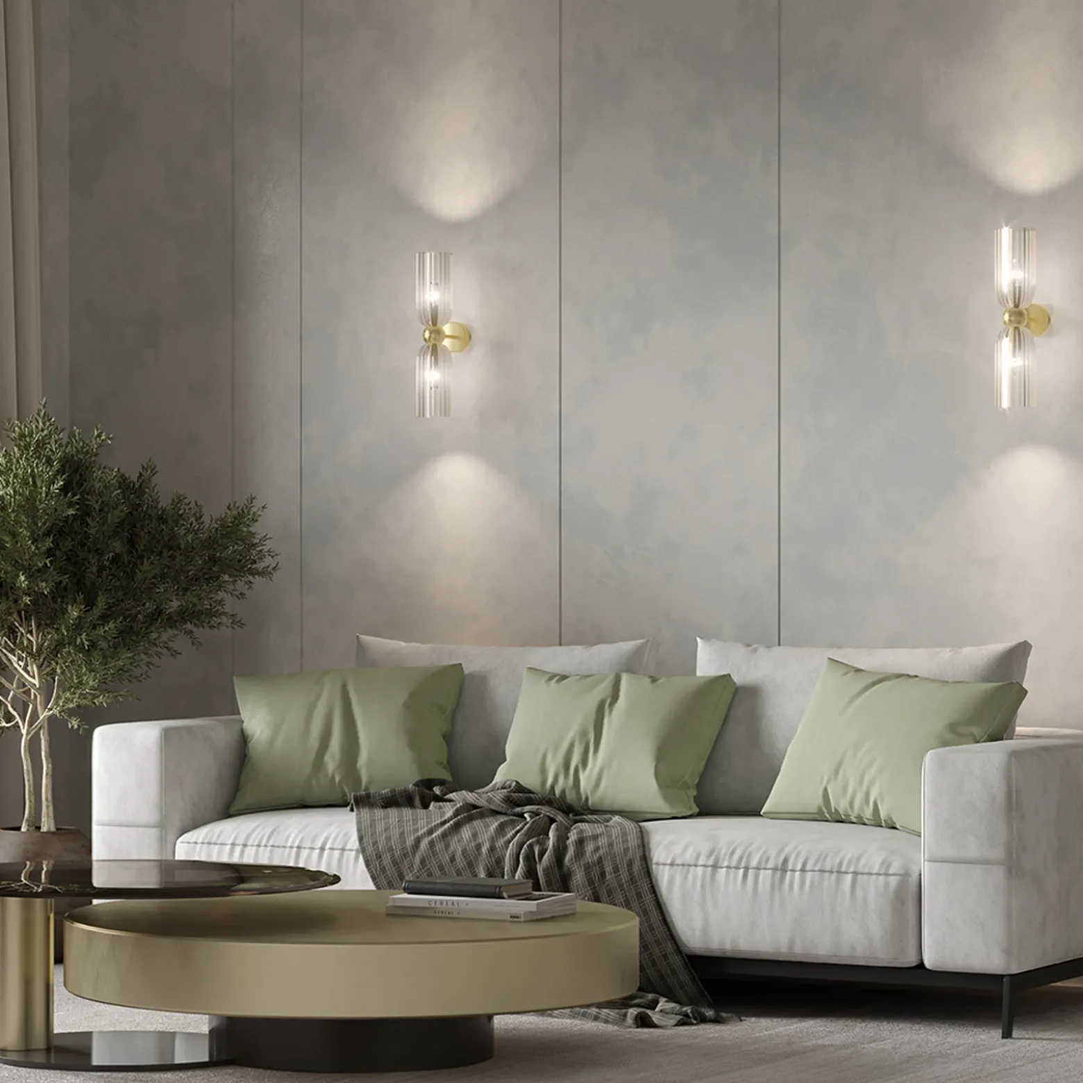 Maytoni aplique de pared Antic, 2 luces, dorado/ámbar, cristal