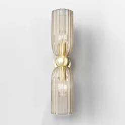 Maytoni aplique de pared Antic, 2 luces, dorado/ámbar, cristal