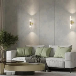 Maytoni aplique de pared Antic, 2 luces, dorado/ámbar, cristal