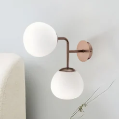 Maytoni aplique de pared Erich, latón rosado, vidrio/metal, 2 luces