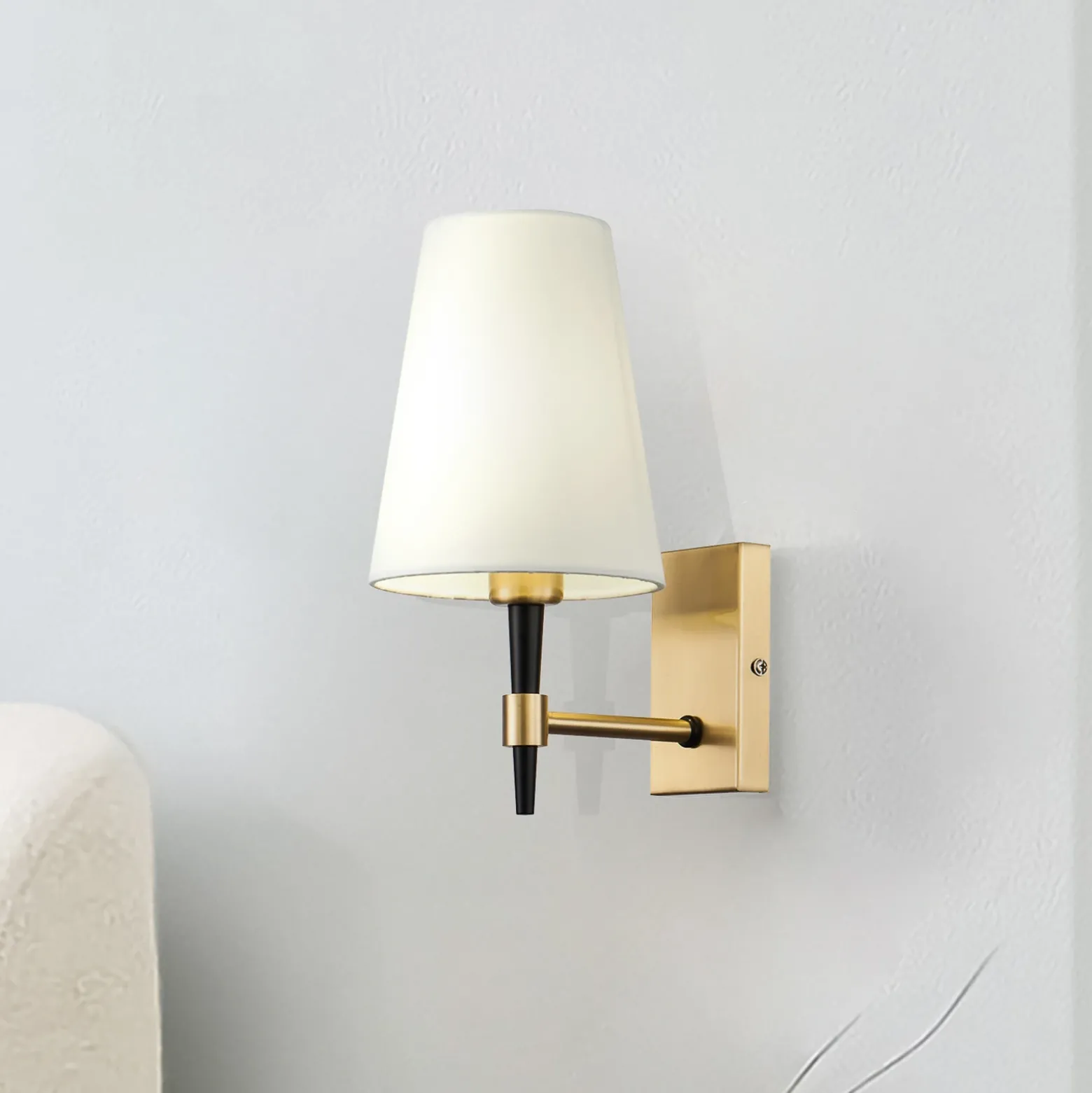 Maytoni aplique de pared Zaragoza, color oro/blanco, textil