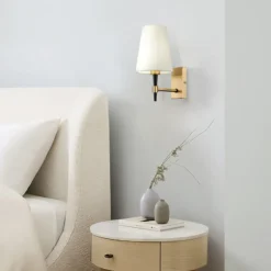 Maytoni aplique de pared Zaragoza, color oro/blanco, textil