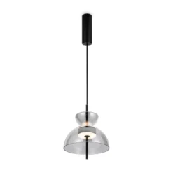 Maytoni Bangkok, forma de tambor, gris ahumado, Ø 25 cm, cristal