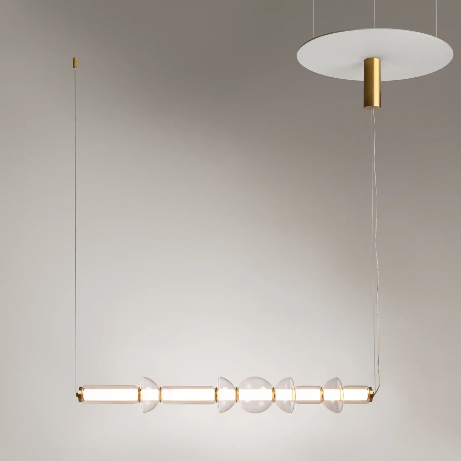 Maytoni Cosmo lámpara colgante LED, latón, longitud 98 cm, cristal