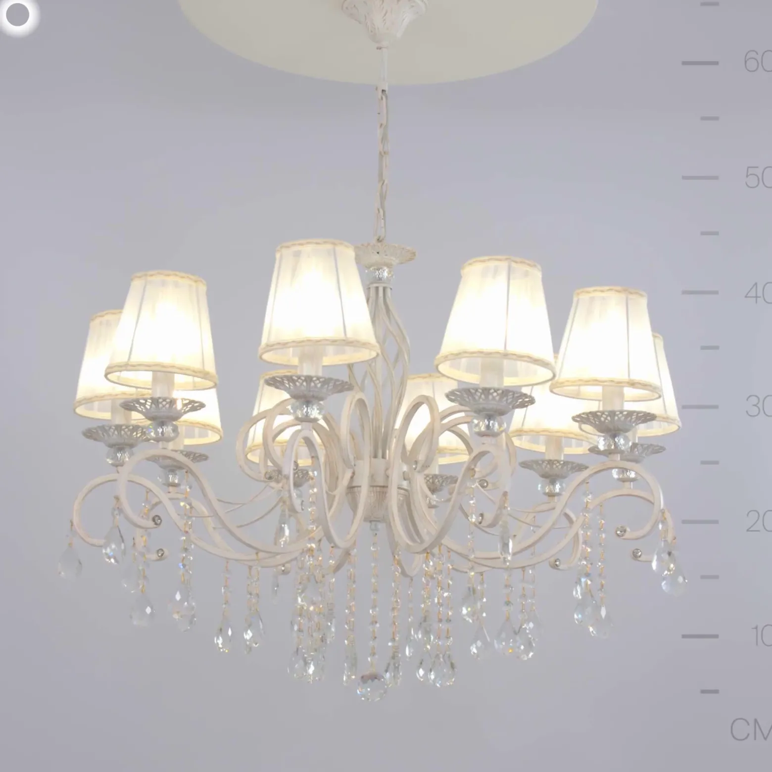 Maytoni Grace lámpara de araña, blanca, 6 luces, organza, E14