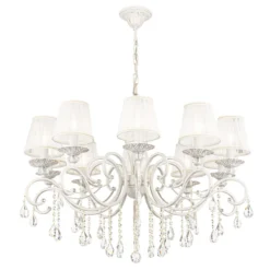 Maytoni Grace lámpara de araña, blanca, 10 luces, organza