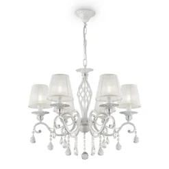 Maytoni Grace lámpara de araña, blanca, 6 luces, organza, E14