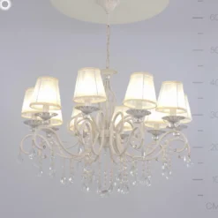 Maytoni Grace lámpara de araña, blanca, 6 luces, organza, E14