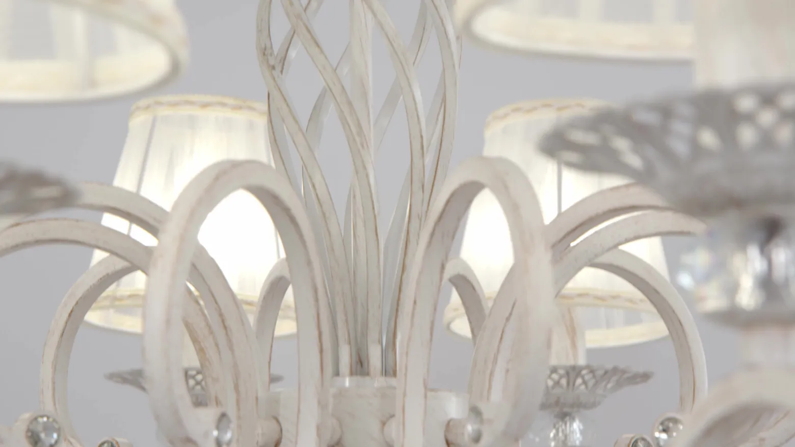 Maytoni Grace lámpara de araña, blanca, 10 luces, organza