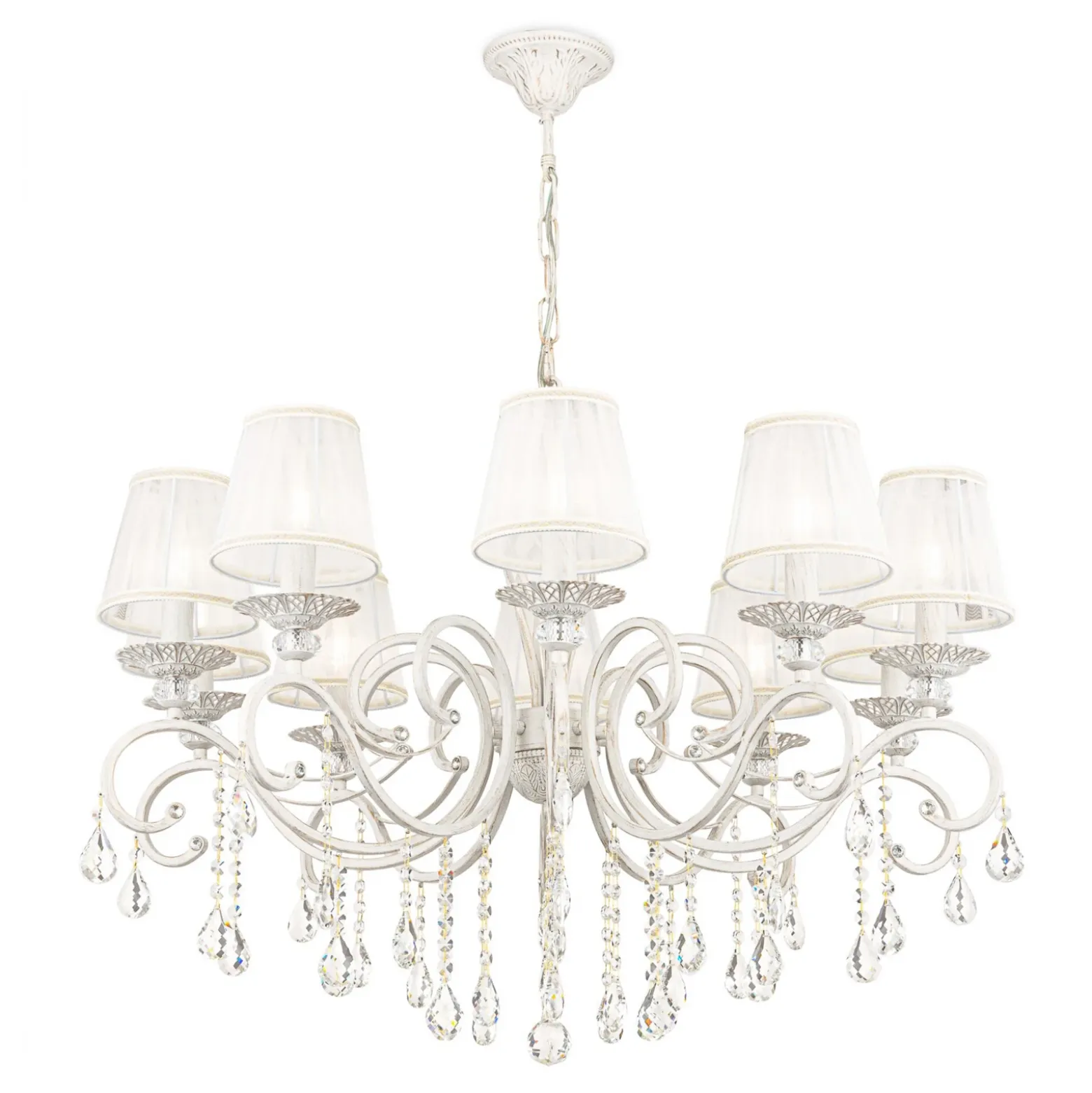 Maytoni Grace lámpara de araña, blanca, 10 luces, organza