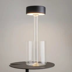 Maytoni LED lámpara de mesa recargable AI Collaboration, cristal, negro