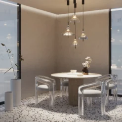 Maytoni lámpara colgante LED Bangkok, Ø 40 cm, transparente, cristal