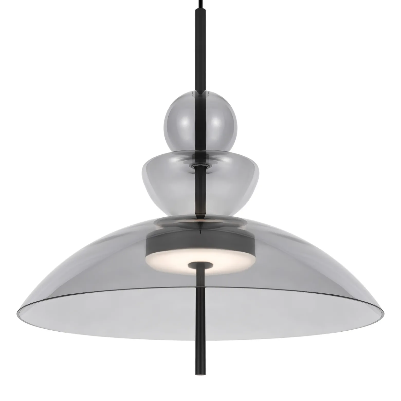 Maytoni lámpara colgante LED Bangkok, Ø 40 cm, gris claro, cristal