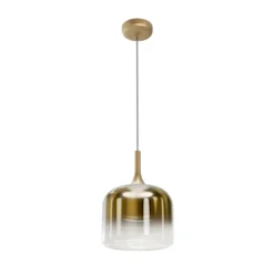 Maytoni Lámpara colgante LED Spirito, dorada, cristal/metal, Ø 26 cm