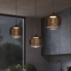 Maytoni Lámpara colgante LED Spirito, dorada, cristal/metal, Ø 26 cm