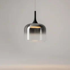 Maytoni Lámpara colgante LED Spirito, gris humo, cristal, Ø 26 cm