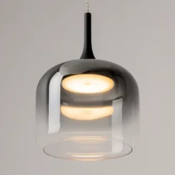 Maytoni Lámpara colgante LED Spirito, gris humo, cristal, Ø 26 cm