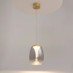 Maytoni lámpara colgante LED Splash, gris humo, Ø 20 cm, cristal