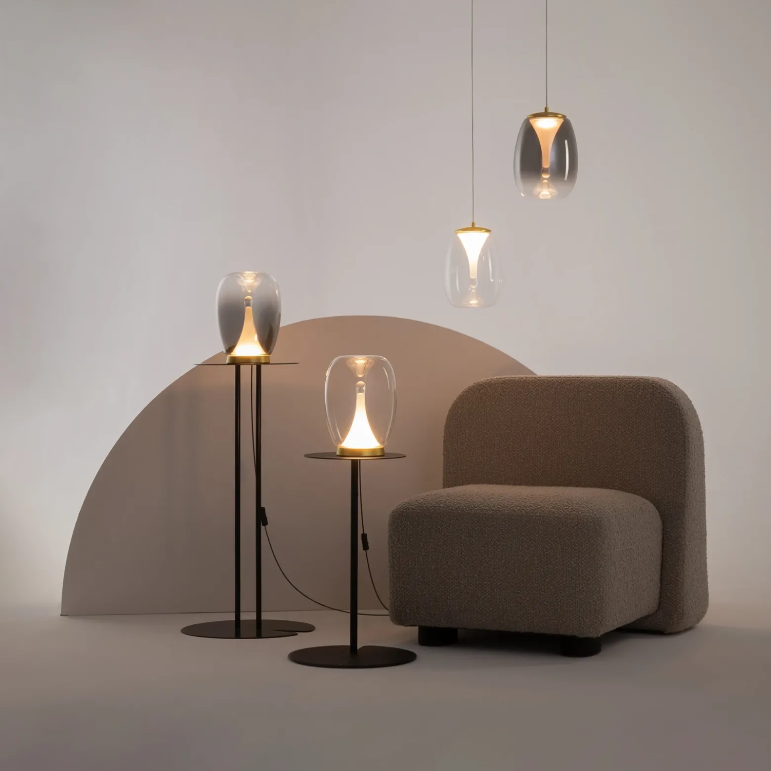 Maytoni lámpara colgante LED Splash, gris humo, Ø 20 cm, cristal
