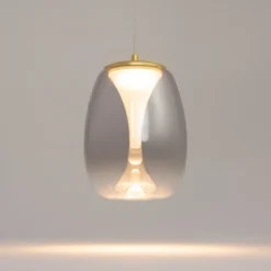 Maytoni lámpara colgante LED Splash, gris humo, Ø 20 cm, cristal
