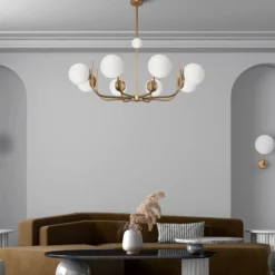 Maytoni lámpara colgante Rendez-vous, 8 luces, color latón